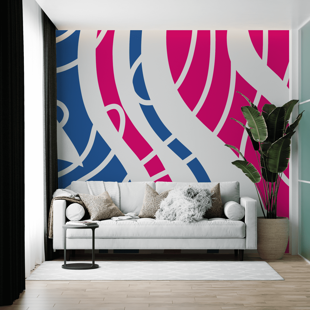 Mural Abstrato Pink and Blue